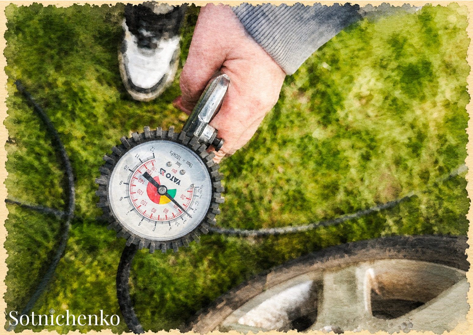 Pressure Check — Rustic Printable Postcard