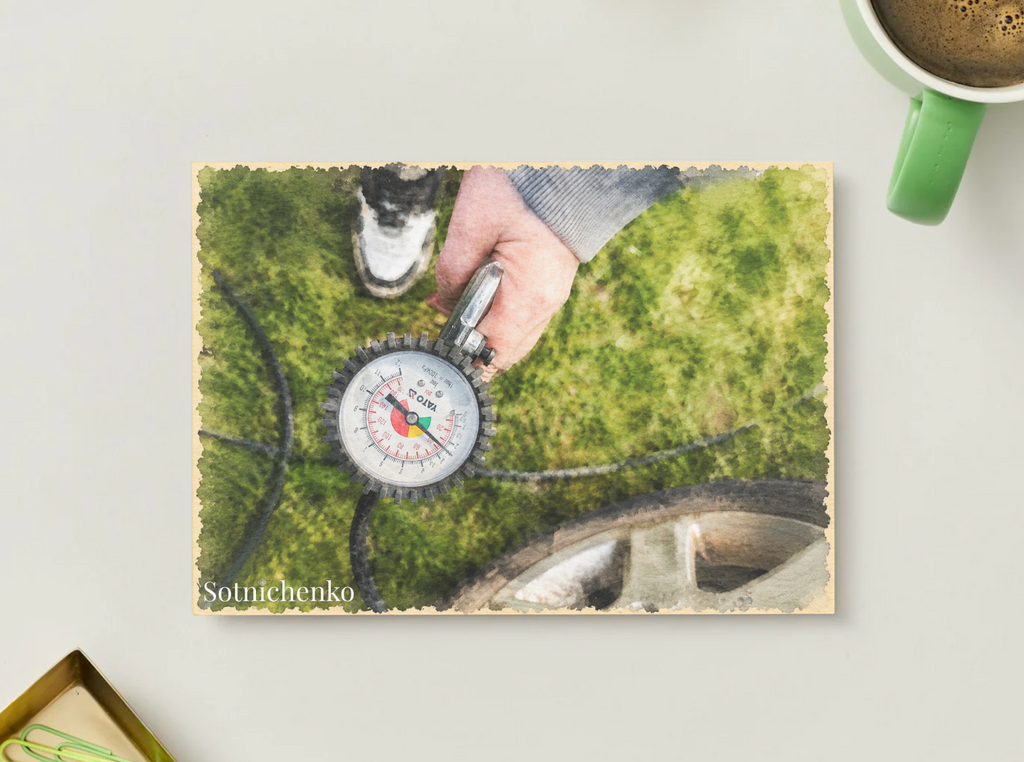 Pressure Check — Rustic Printable Postcard