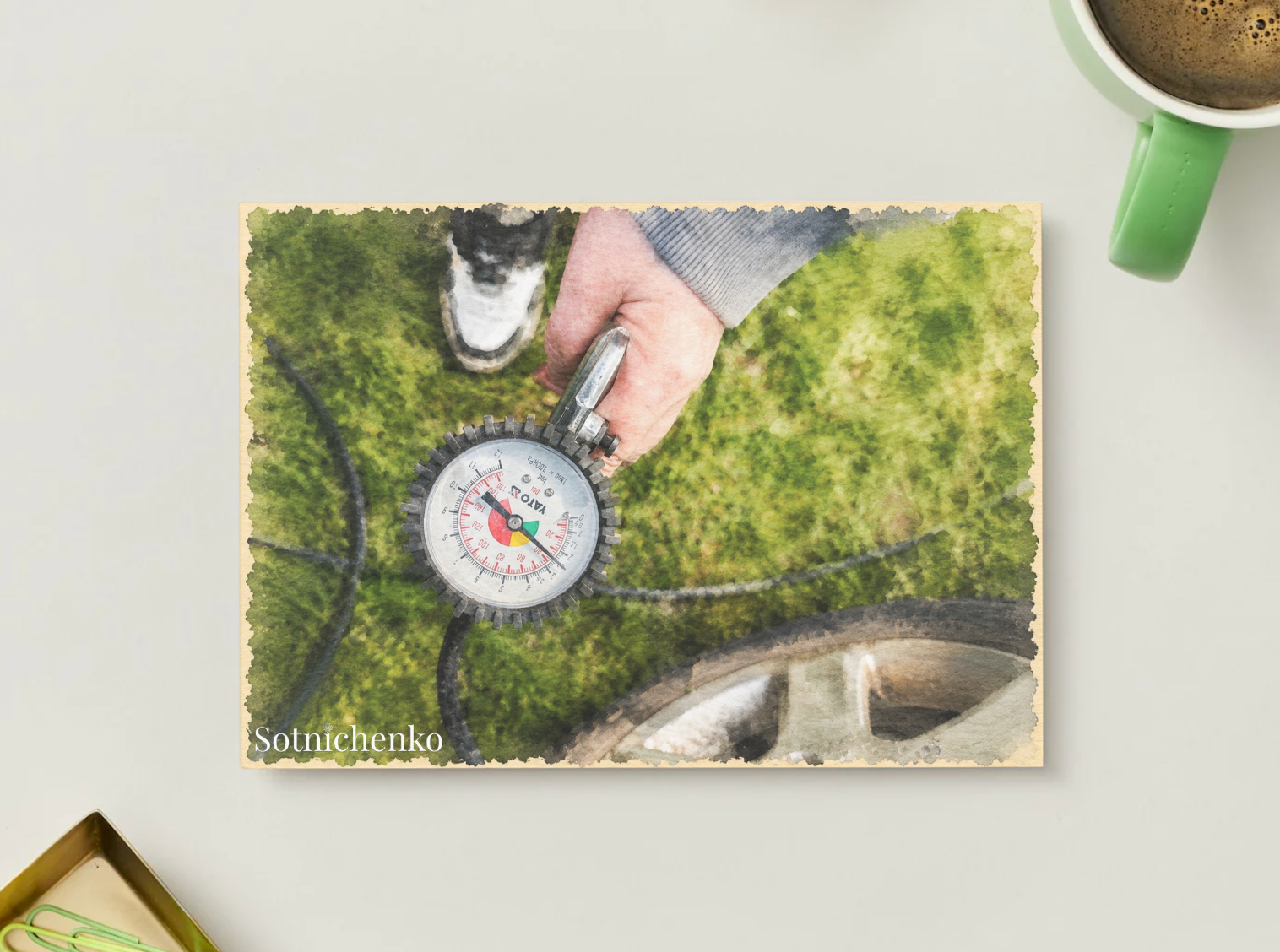 Pressure Check — Rustic Printable Postcard