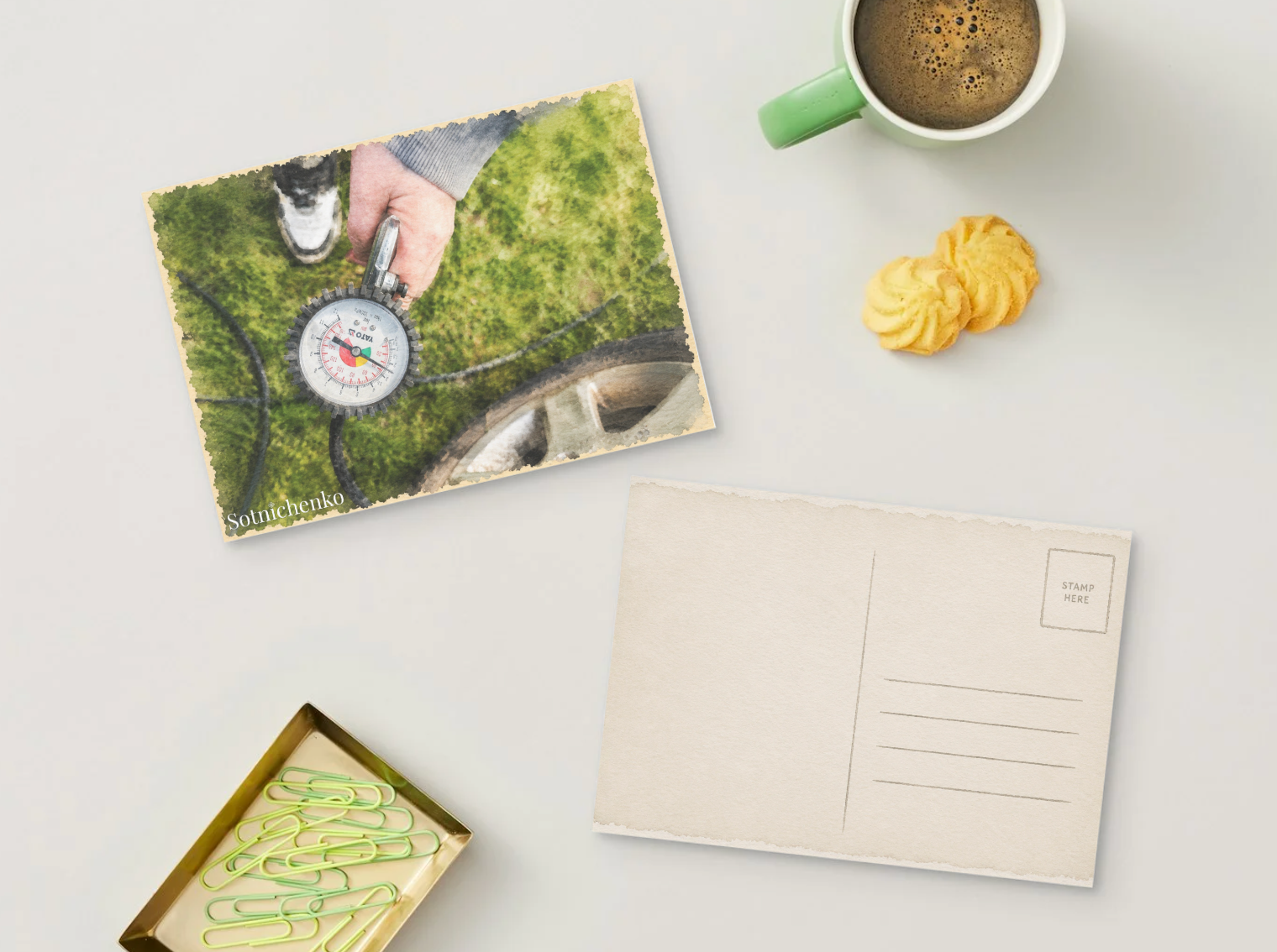 Pressure Check — Rustic Printable Postcard