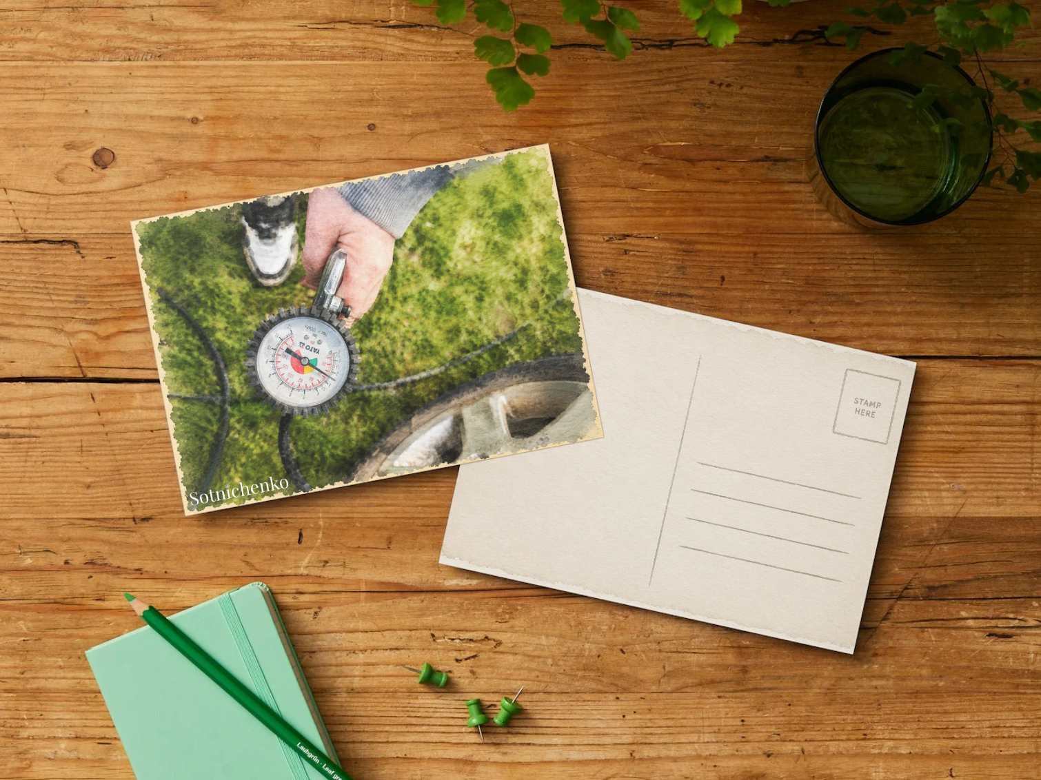 Pressure Check — Rustic Printable Postcard