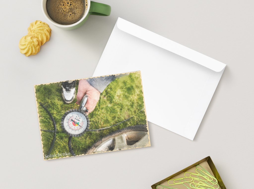 Pressure Check — Rustic Printable Postcard