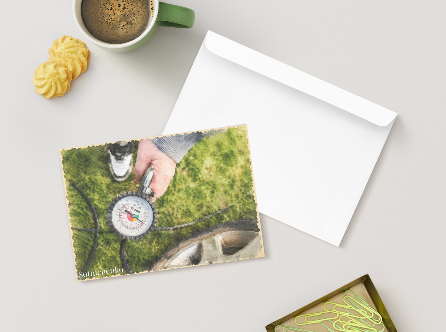 Pressure Check — Rustic Printable Postcard