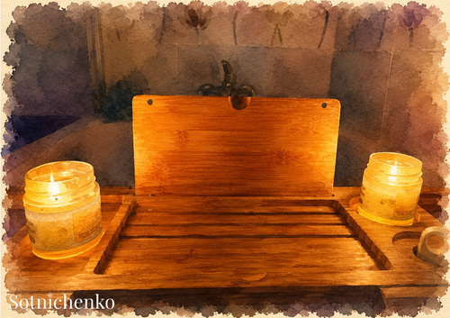 Candlelit Tray — Cozy Printable Postcard