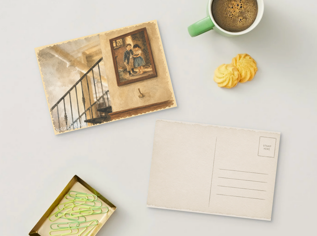 Stairway Memory — Vintage Printable Postcard