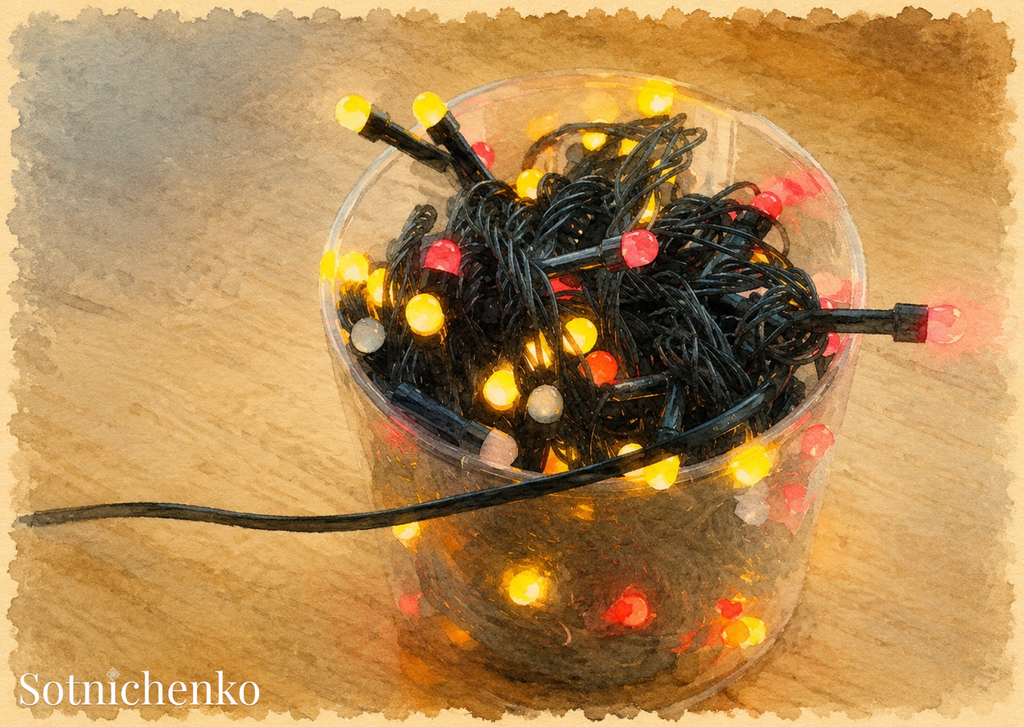 Tangled Lights — Cozy Printable Postcard