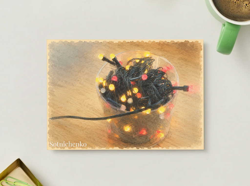 Tangled Lights — Cozy Printable Postcard