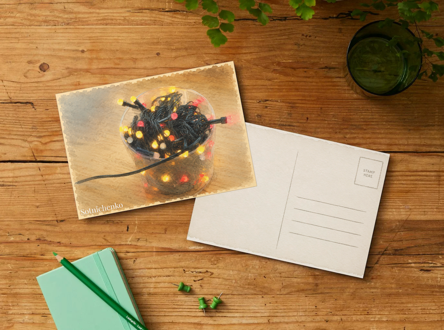 Tangled Lights — Cozy Printable Postcard