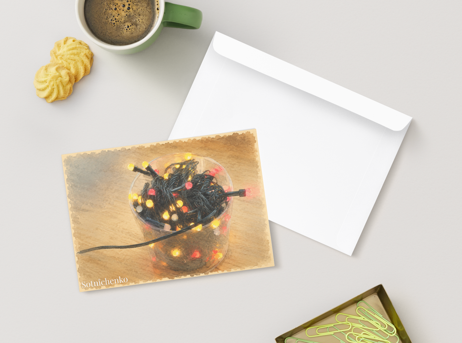 Tangled Lights — Cozy Printable Postcard