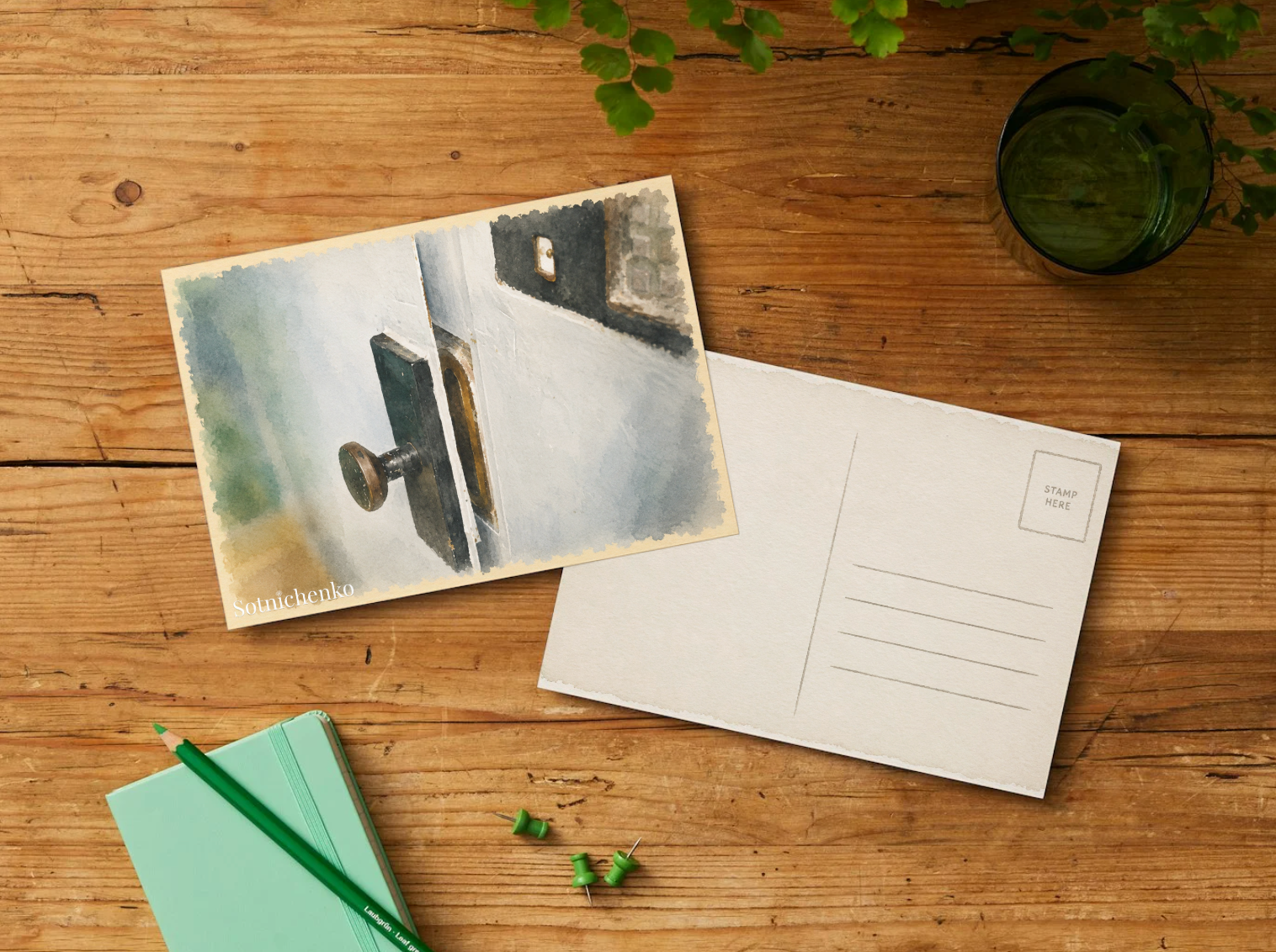 Quiet Doorway — Cozy Printable Postcard