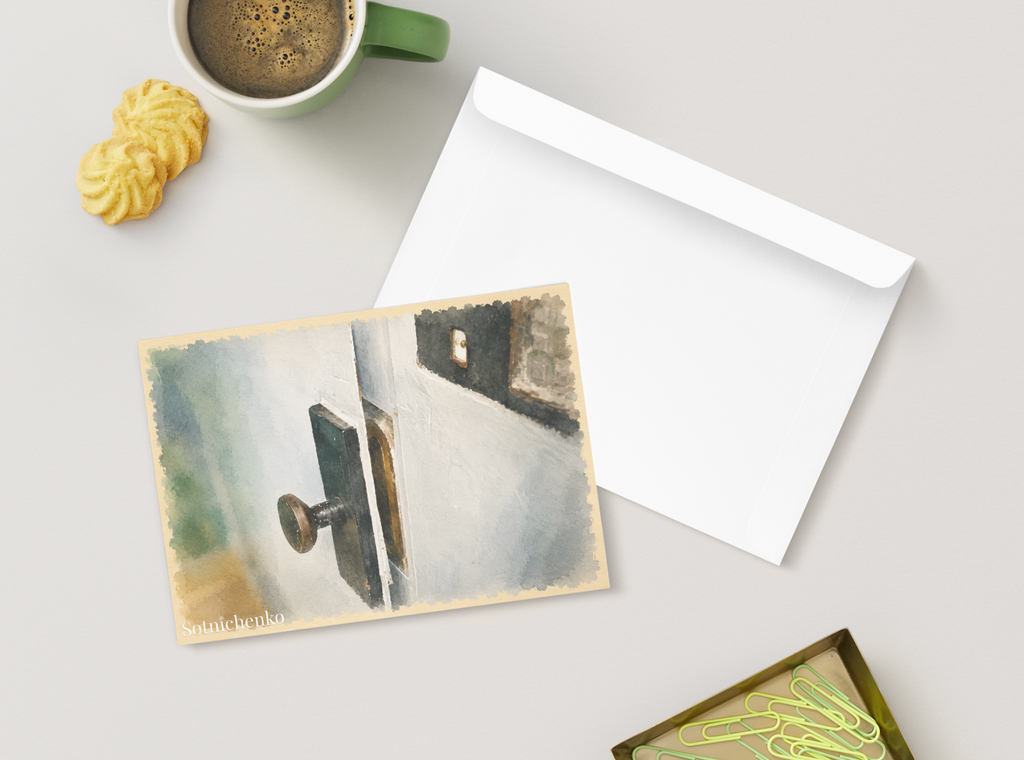 Quiet Doorway — Cozy Printable Postcard
