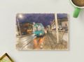 Last Tram Home — Vintage Printable Postcard