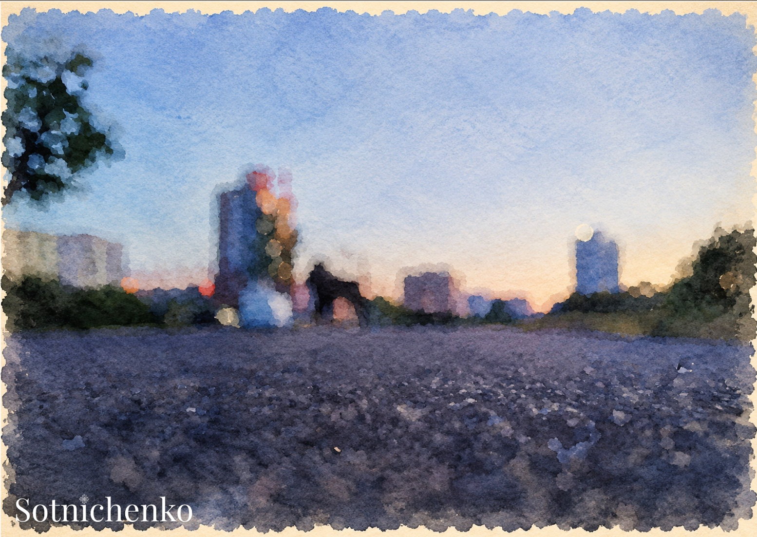 Blue Hour Walk — Urban Printable Postcard