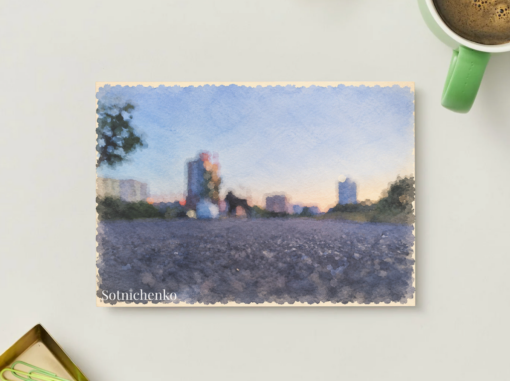 Blue Hour Walk — Urban Printable Postcard
