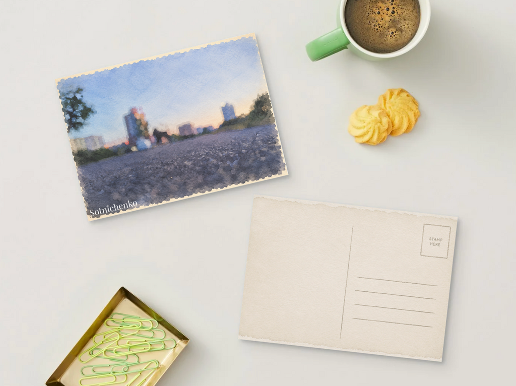 Blue Hour Walk — Urban Printable Postcard