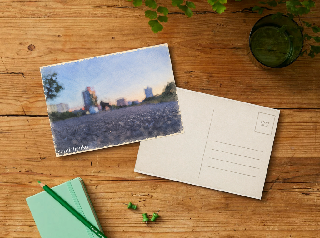 Blue Hour Walk — Urban Printable Postcard