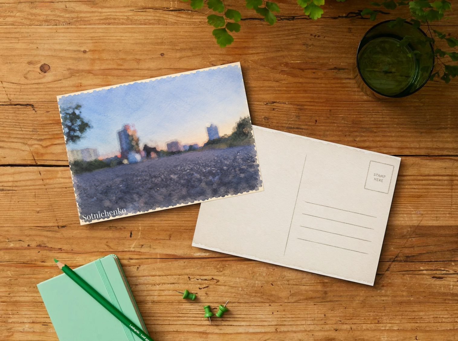 Blue Hour Walk — Urban Printable Postcard
