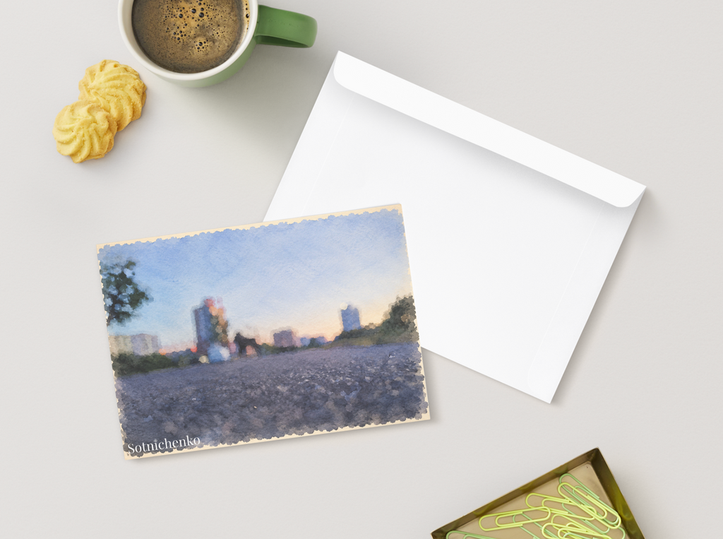 Blue Hour Walk — Urban Printable Postcard