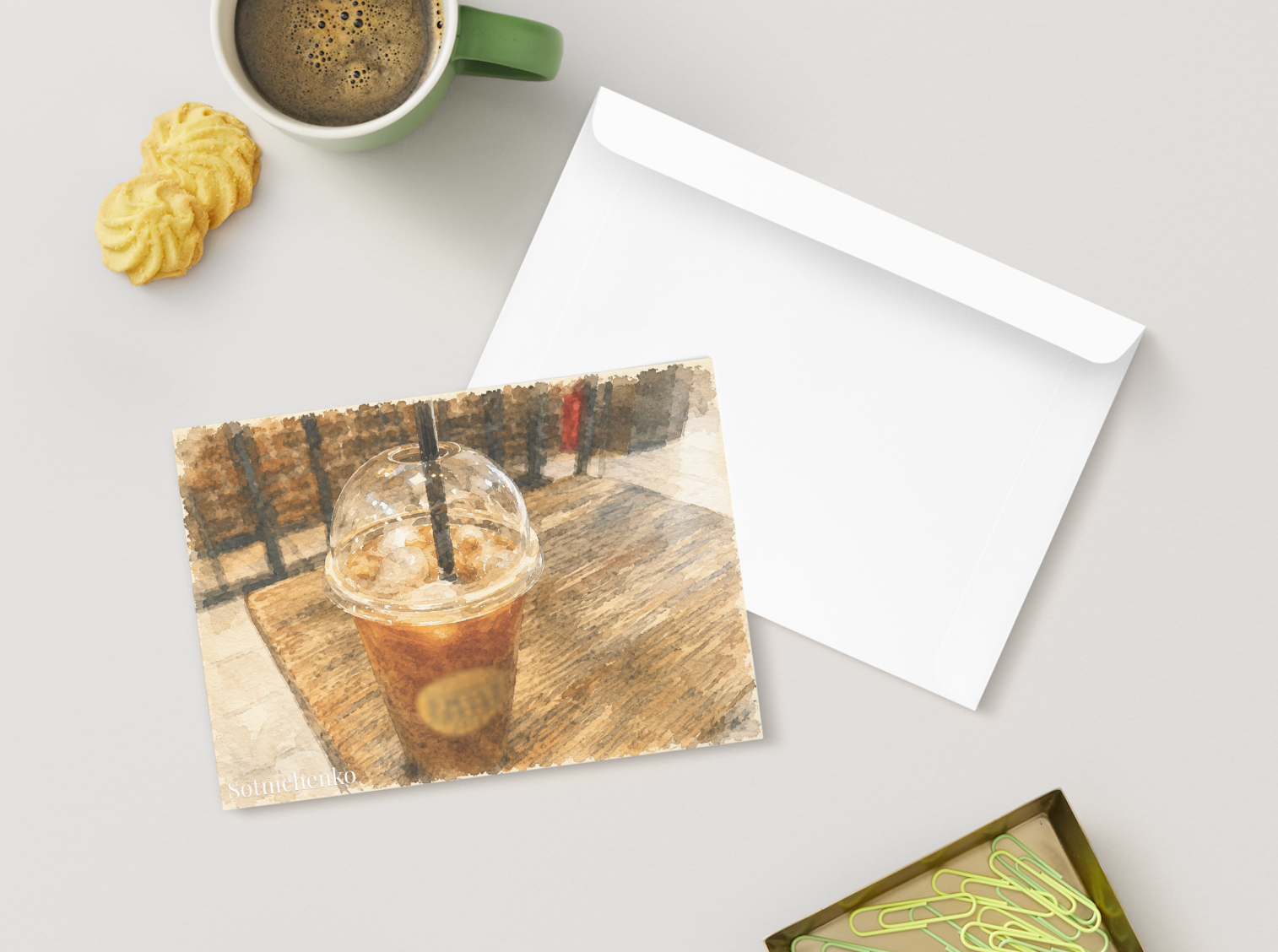 Iced Coffee Break — Cozy Printable Postcard