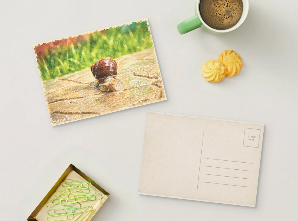 Slow Little Traveler — Vintage Printable Postcard