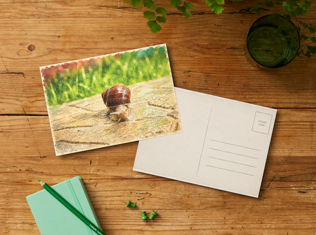 Slow Little Traveler — Vintage Printable Postcard
