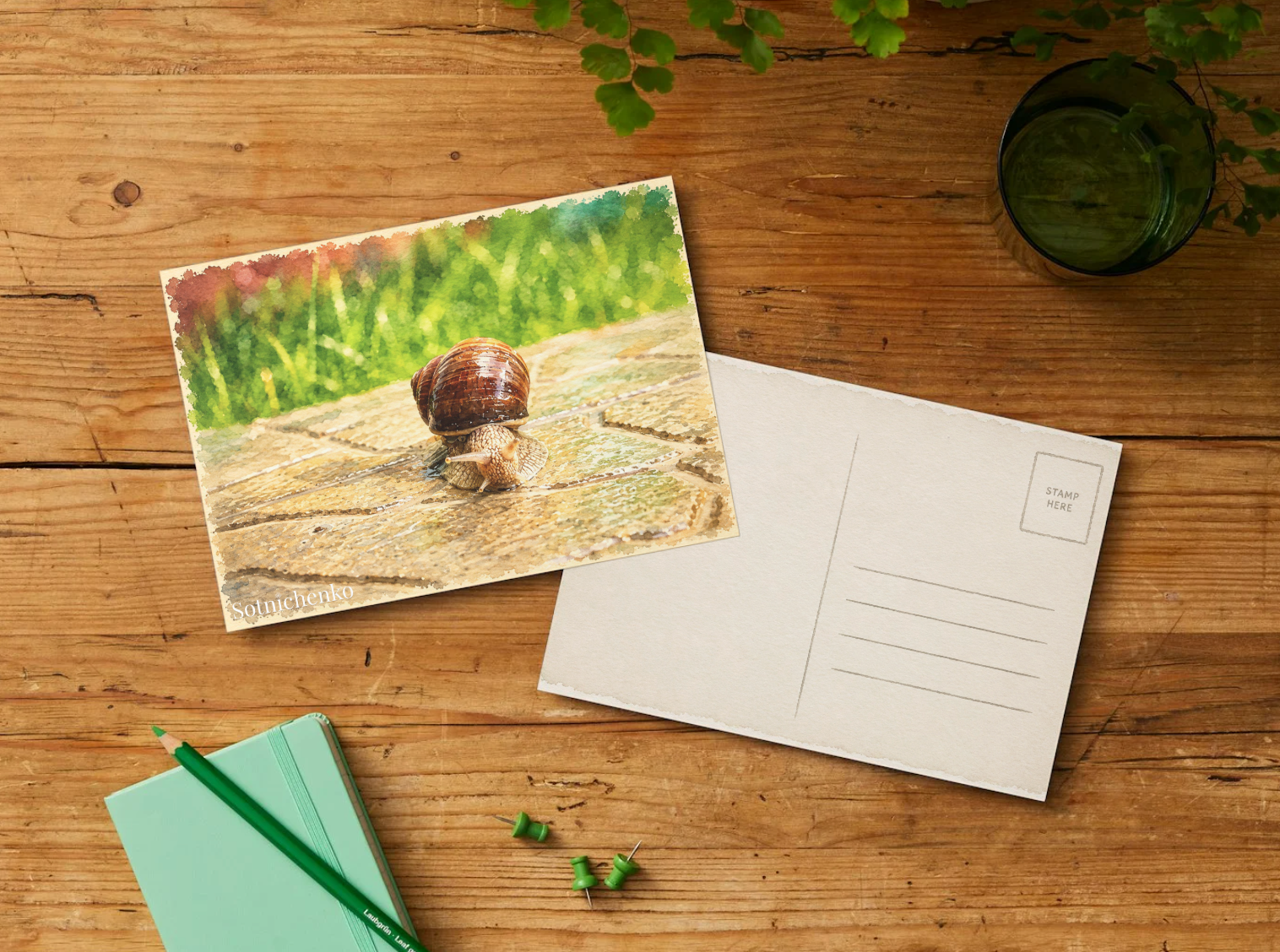 Slow Little Traveler — Vintage Printable Postcard