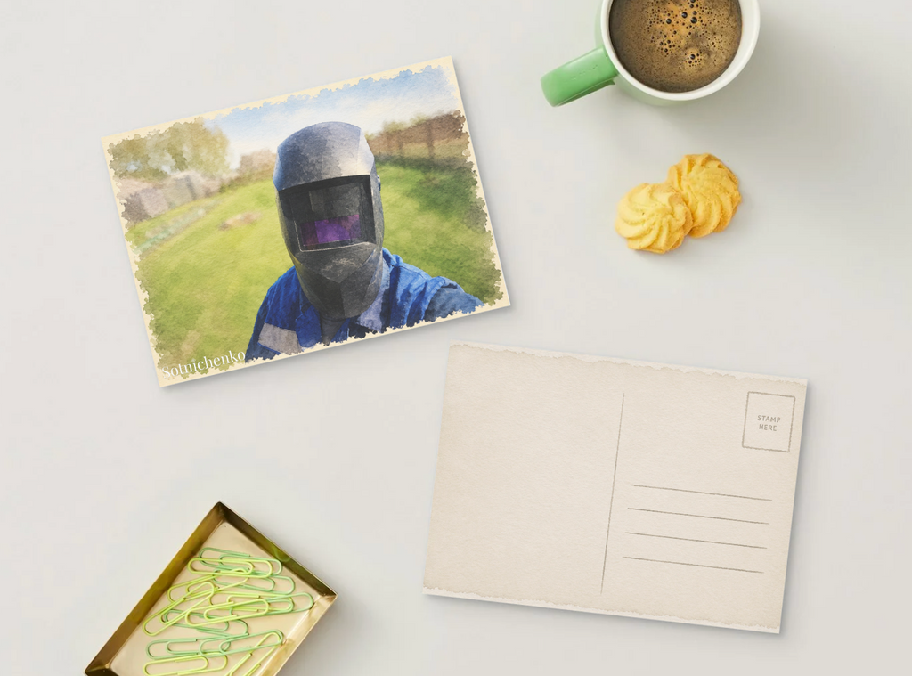 Behind the Mask — Vintage Printable Postcard