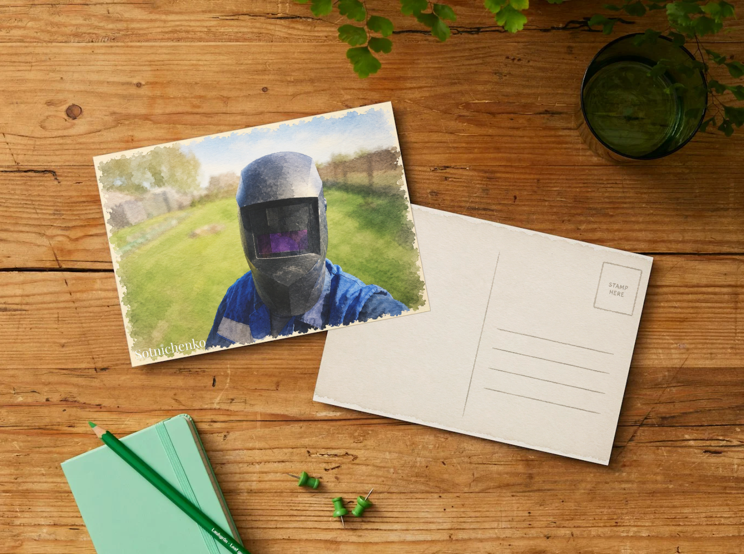 Behind the Mask — Vintage Printable Postcard