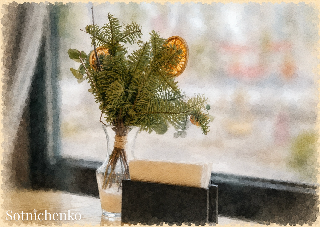Winter Greenery — Cozy Printable Postcard