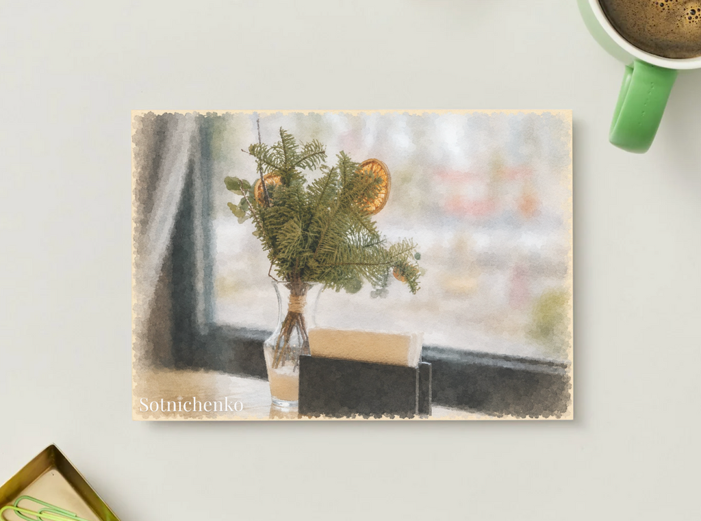 Winter Greenery — Cozy Printable Postcard