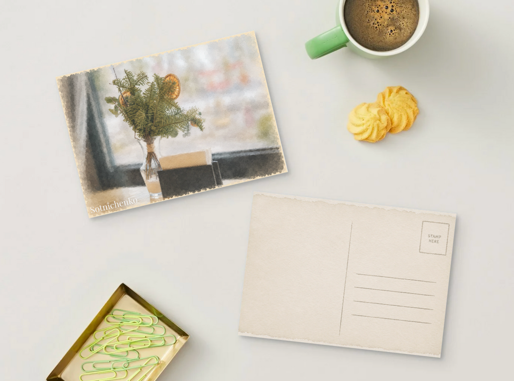 Winter Greenery — Cozy Printable Postcard