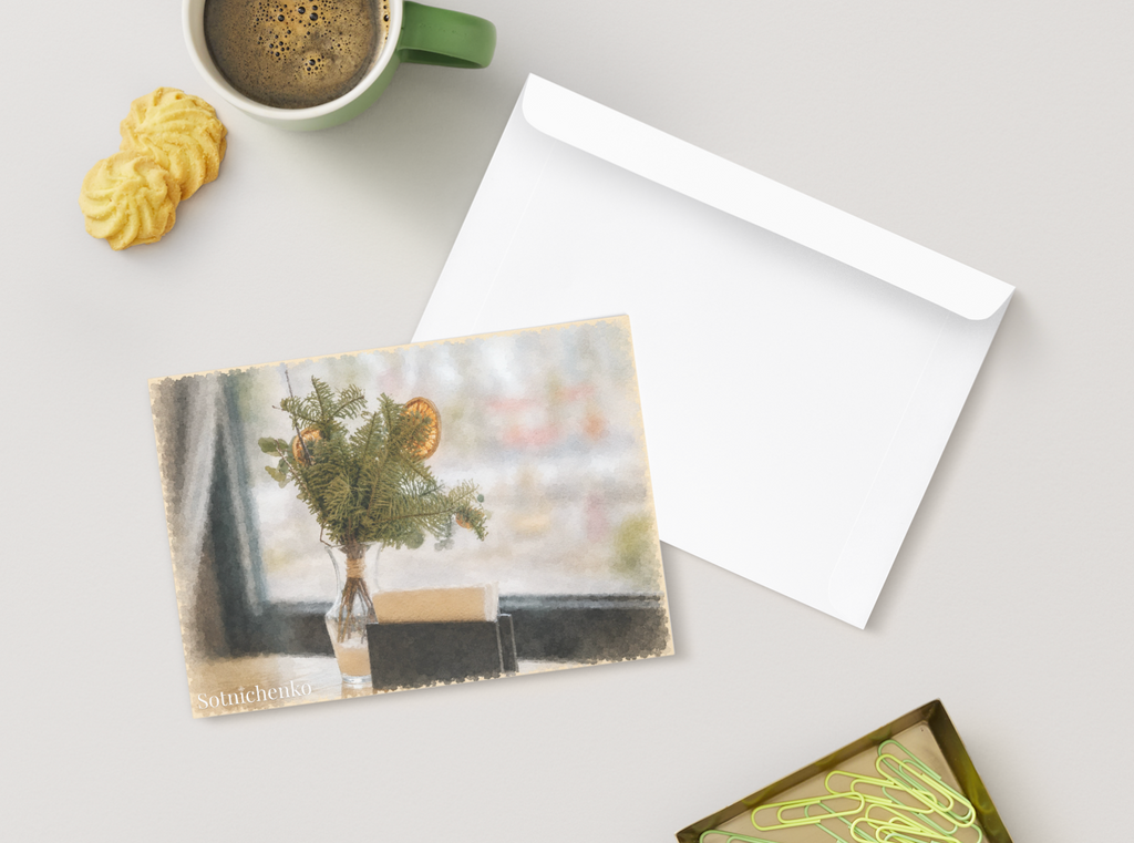 Winter Greenery — Cozy Printable Postcard