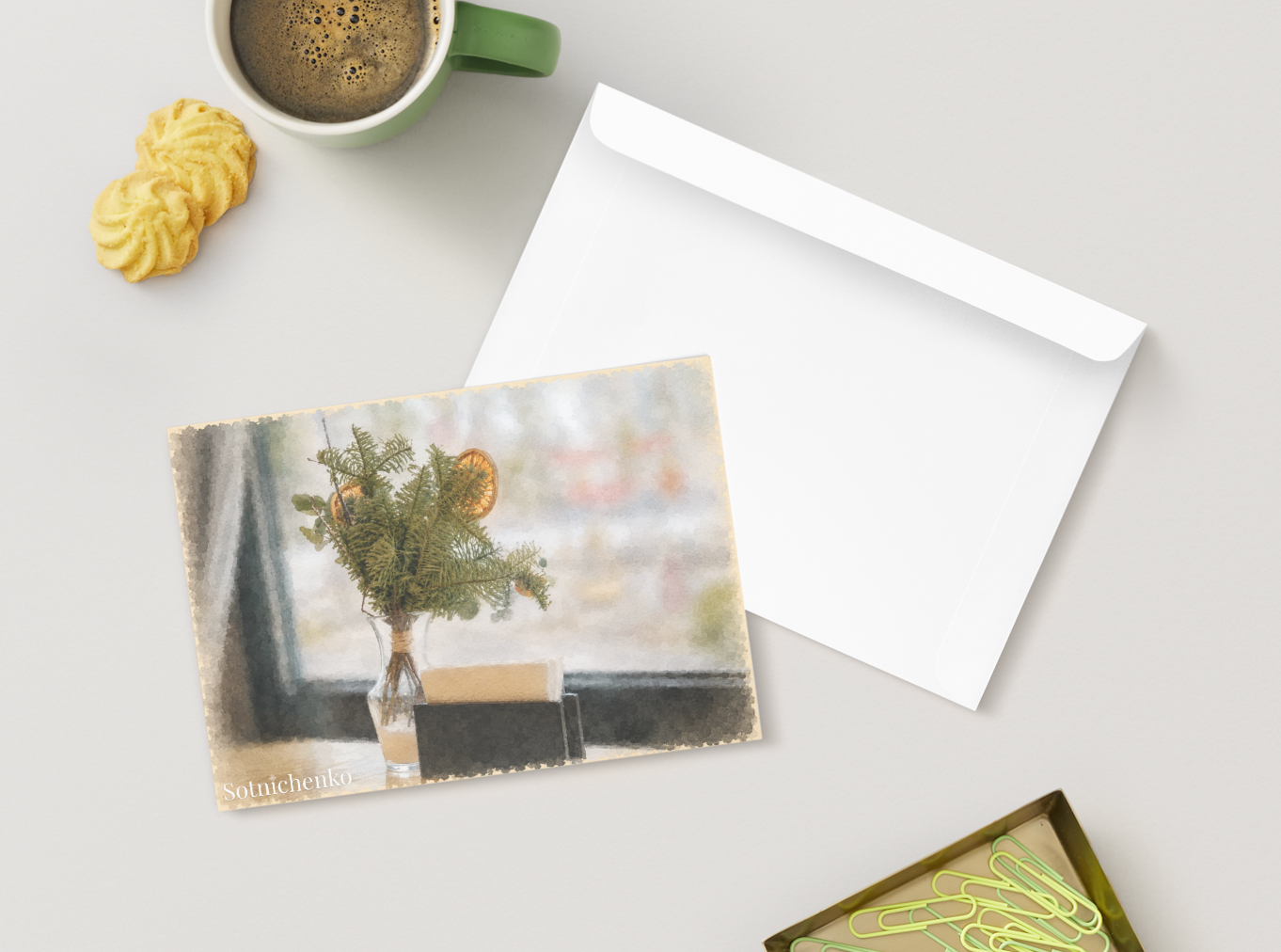 Winter Greenery — Cozy Printable Postcard