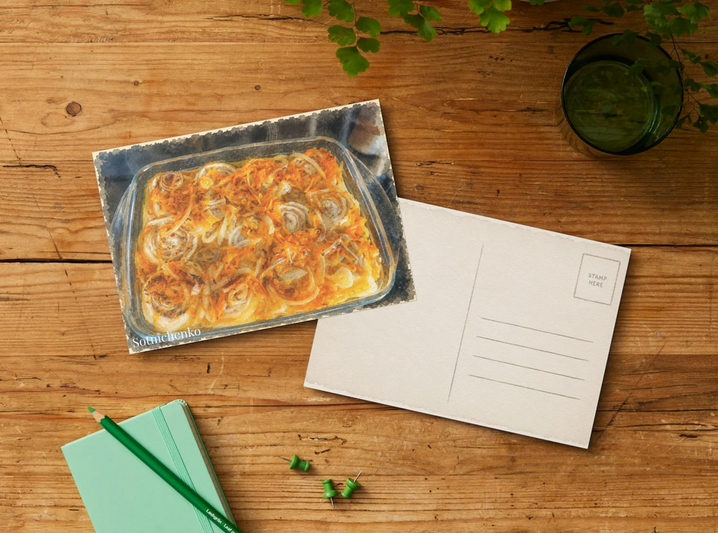 Sunday Casserole — Vintage Printable Postcard
