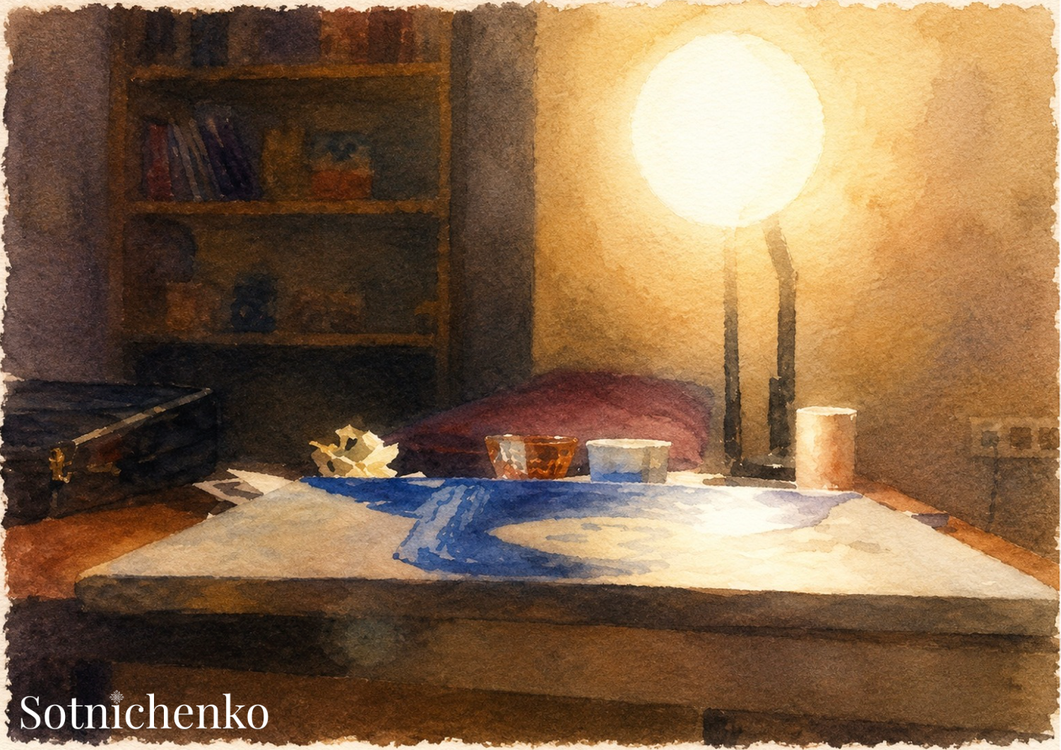 Quiet Table Light — Vintage Printable Postcard