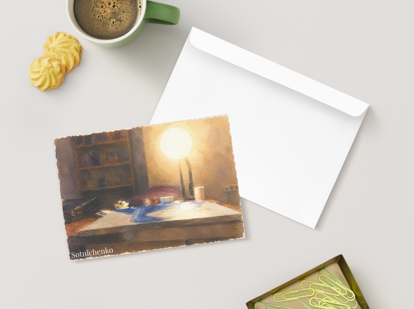Quiet Table Light — Vintage Printable Postcard