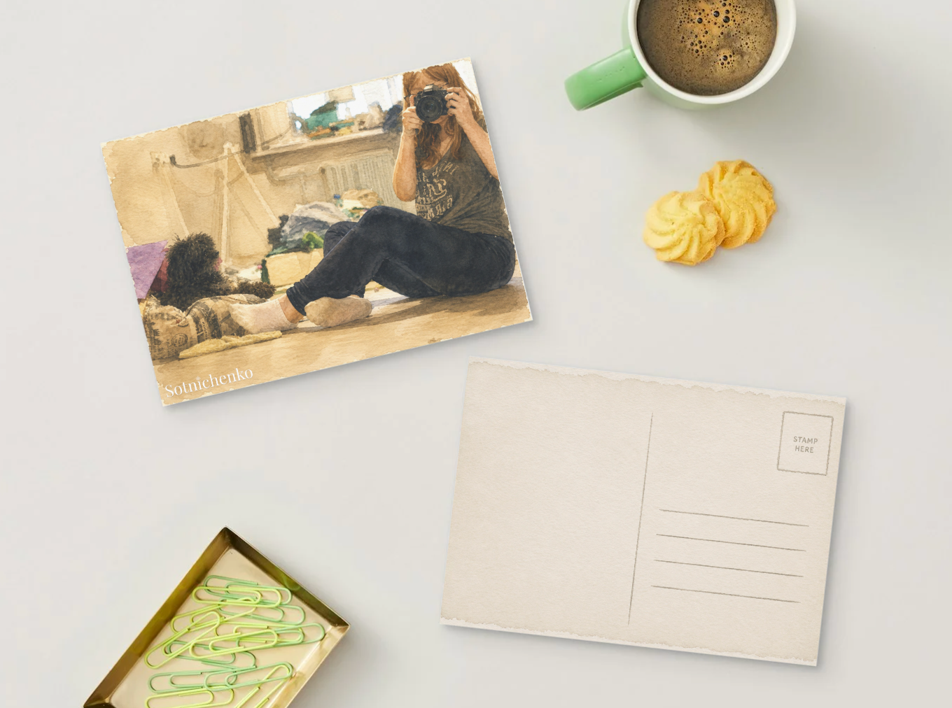 Captured at Home — Vintage Printable Postcard