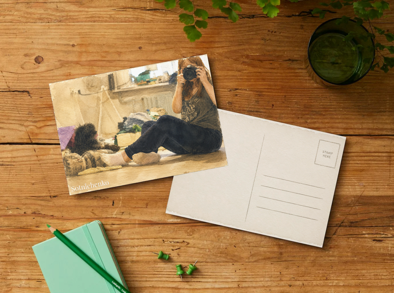 Captured at Home — Vintage Printable Postcard