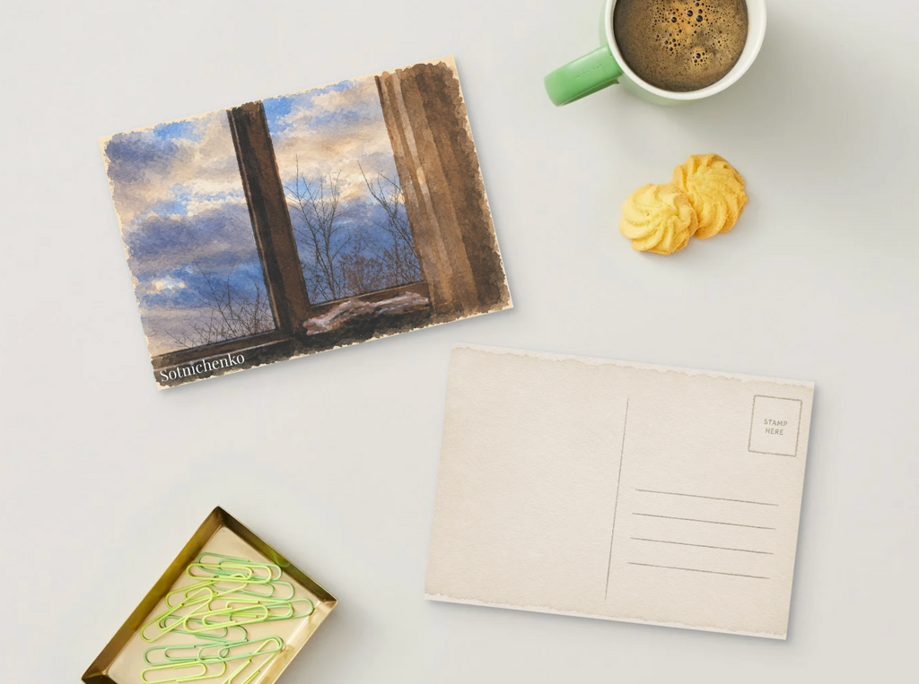 Winter Window — Cozy Printable Postcard