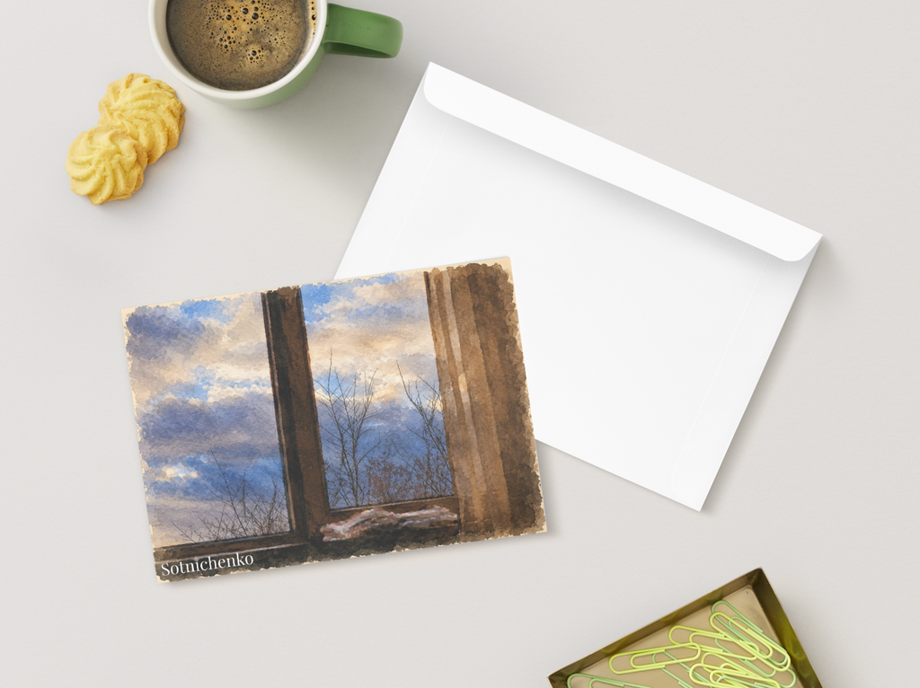Winter Window — Cozy Printable Postcard