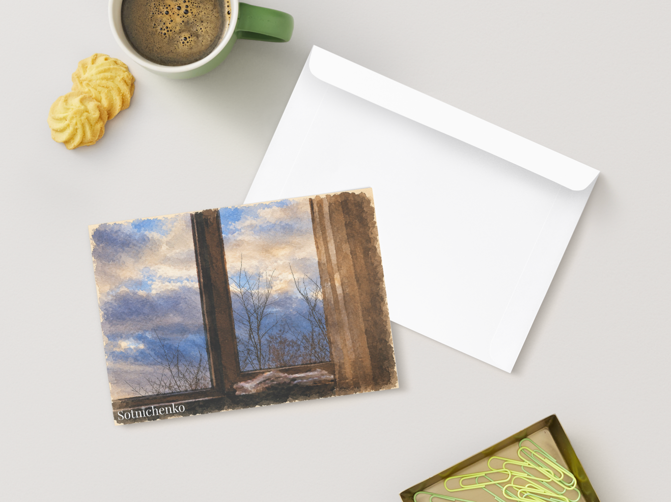 Winter Window — Cozy Printable Postcard