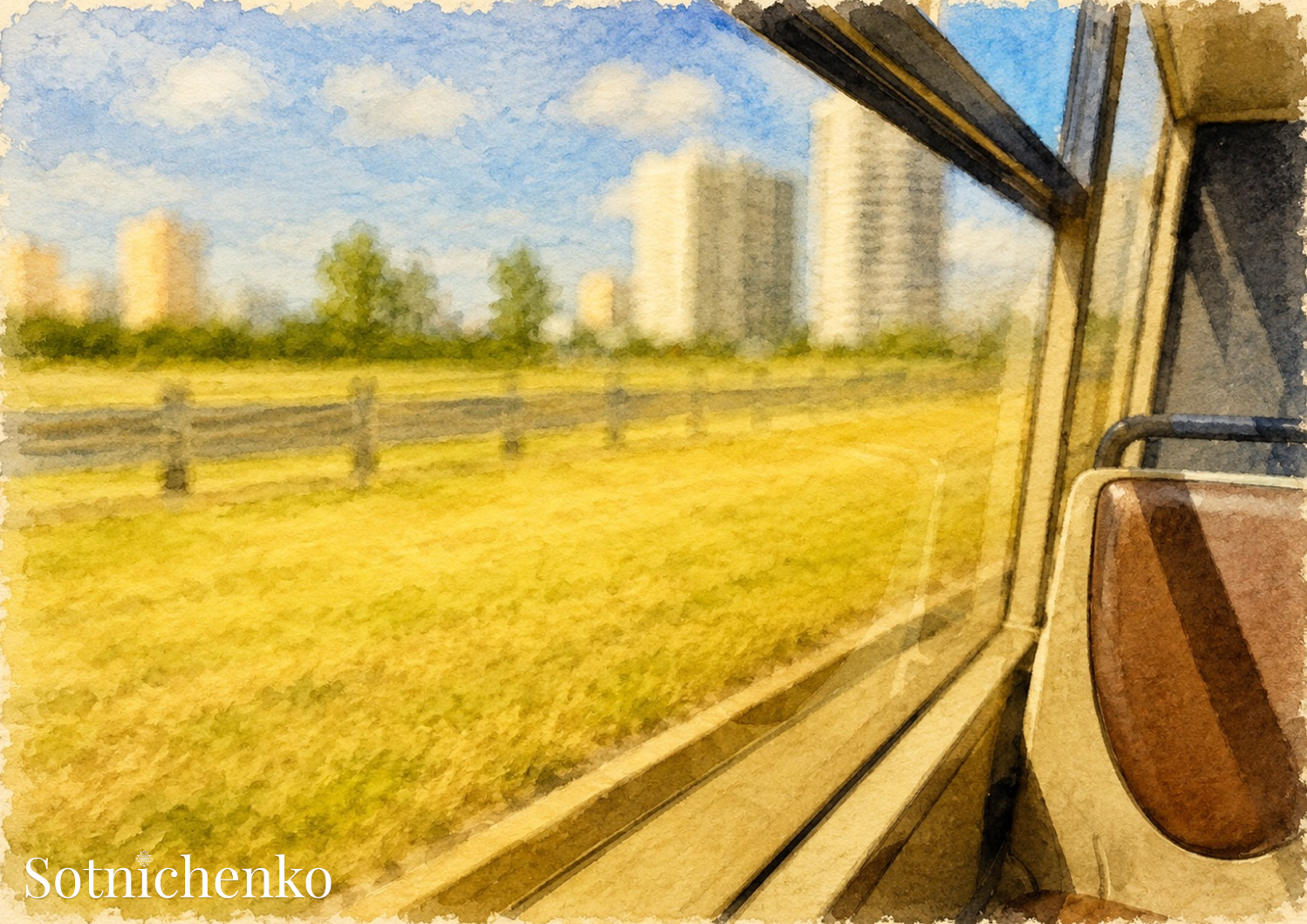 Fields Passing By — Vintage Printable Postcard