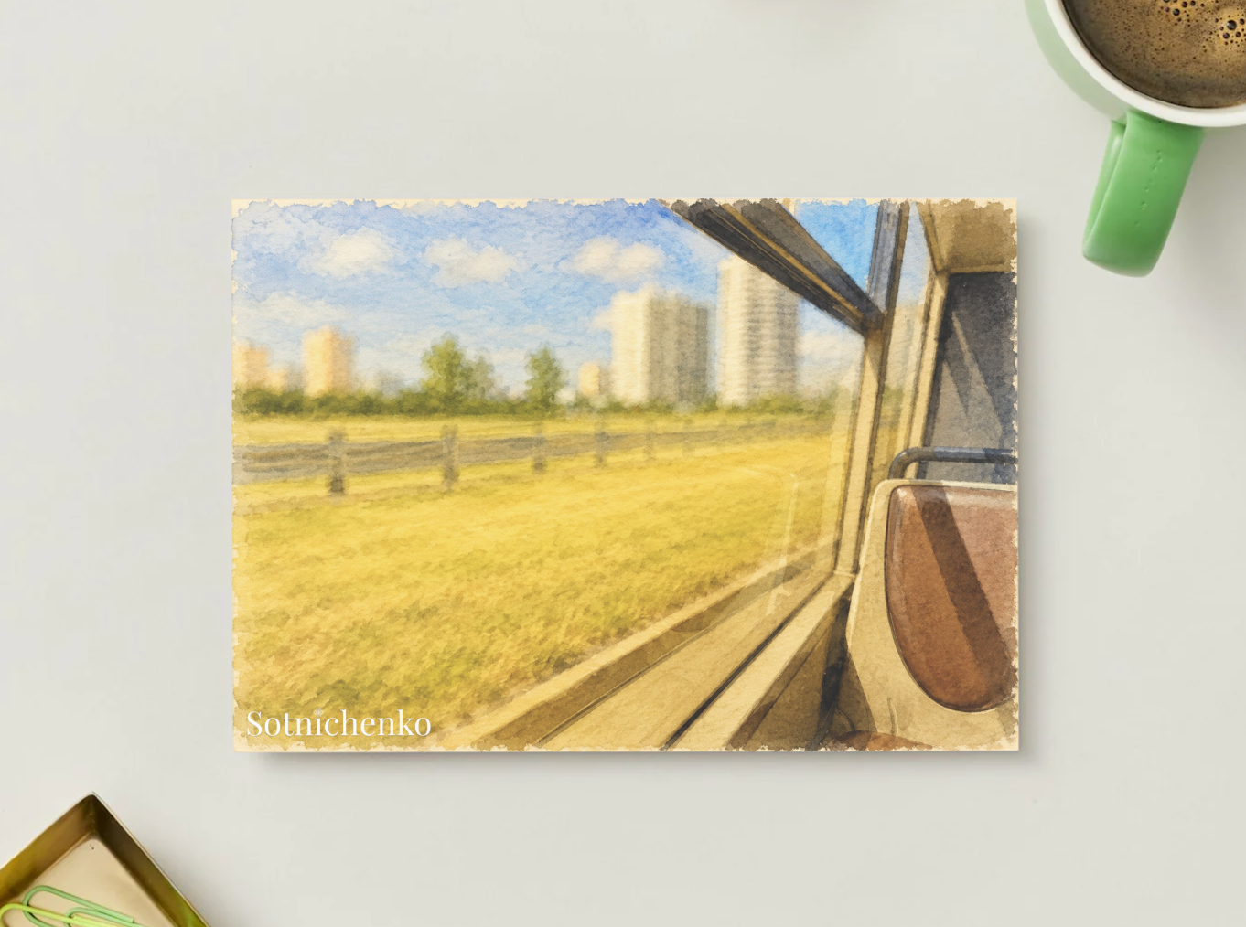 Fields Passing By — Vintage Printable Postcard
