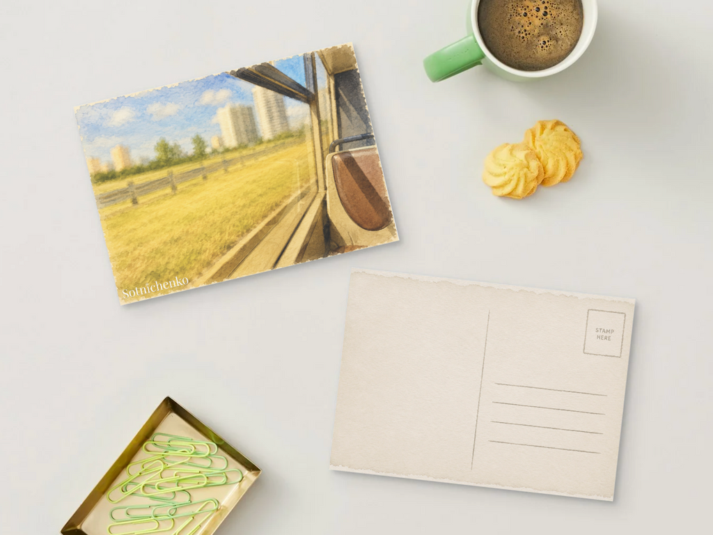 Fields Passing By — Vintage Printable Postcard