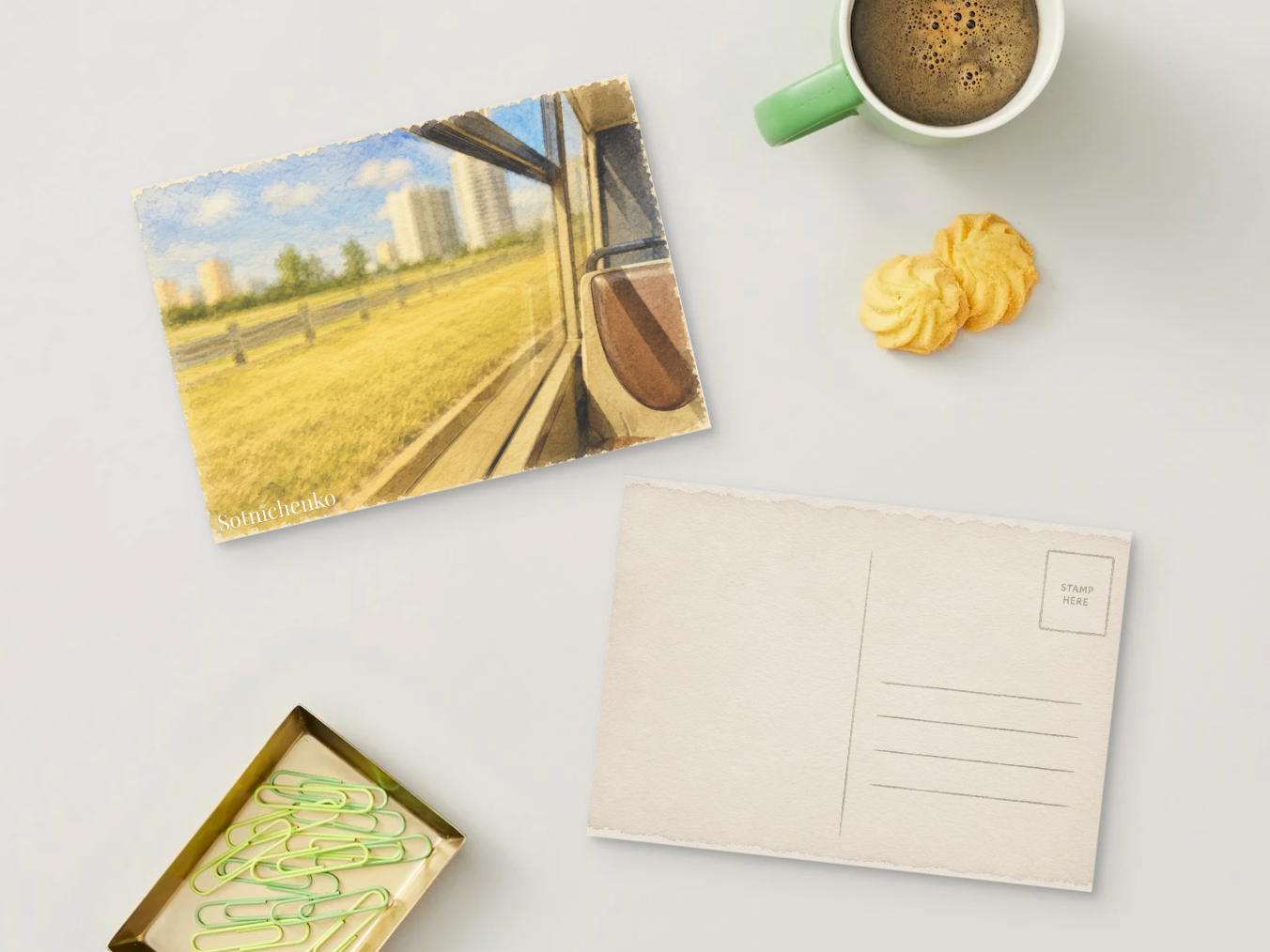 Fields Passing By — Vintage Printable Postcard