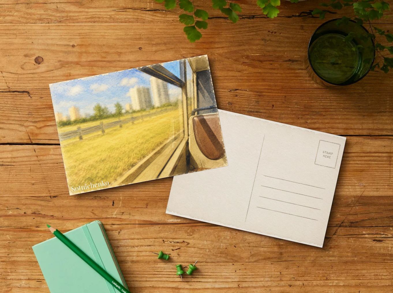 Fields Passing By — Vintage Printable Postcard