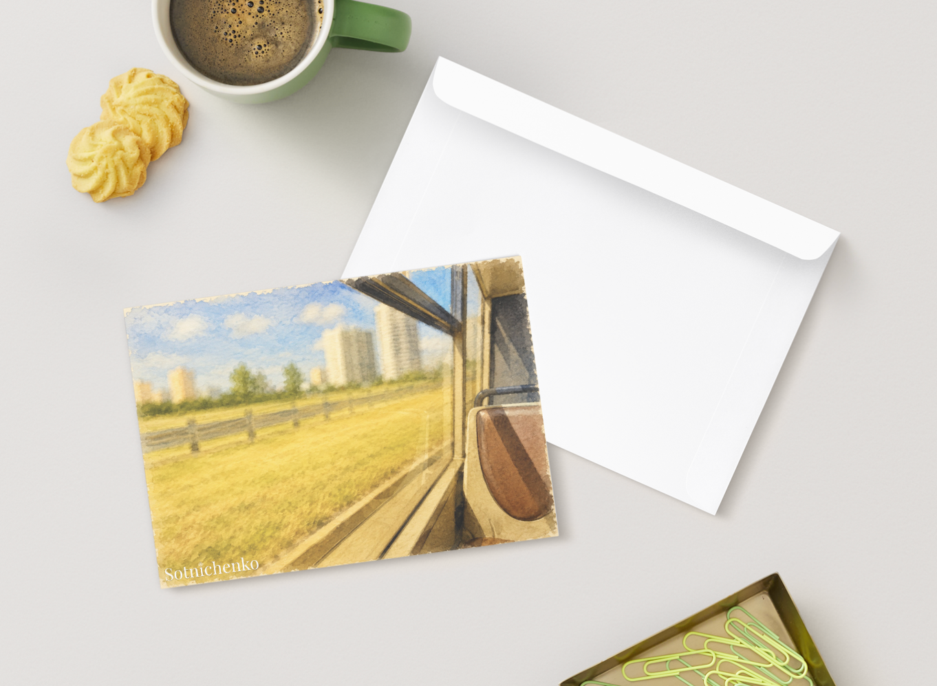Fields Passing By — Vintage Printable Postcard