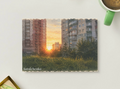 Sunset Between Blocks — Urban Printable Postcard