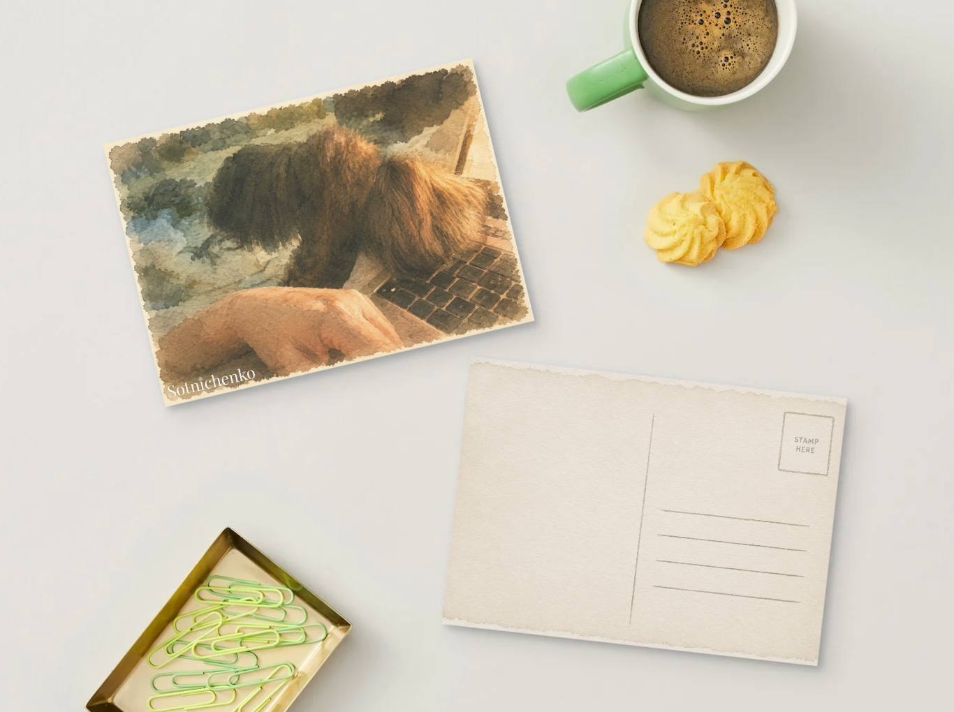 Little Desk Companion — Vintage Printable Postcard