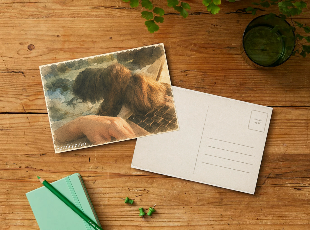 Little Desk Companion — Vintage Printable Postcard